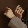 Jewelry Lady Novelty Streetwear Geometric Rectangle 304 Stainless Steel Shell 18K Gold Plated Inlay Open Rings