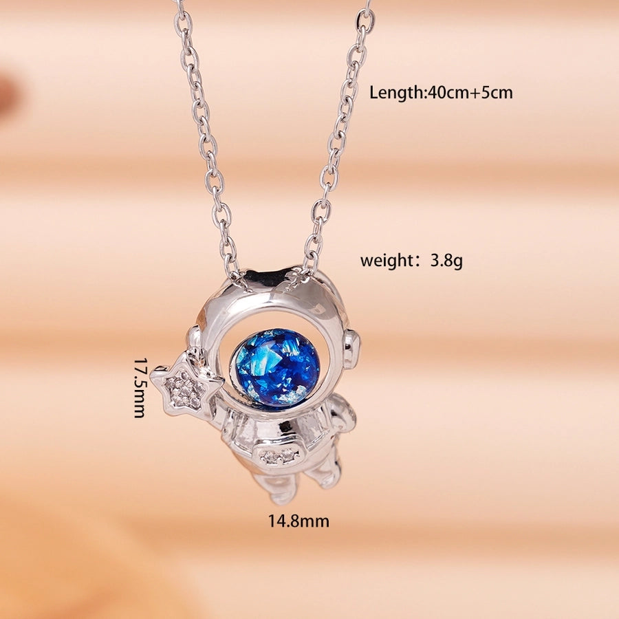 Jewelry Cute IG Style Astronaut Starry Sky 304 Stainless Steel Copper Necklace