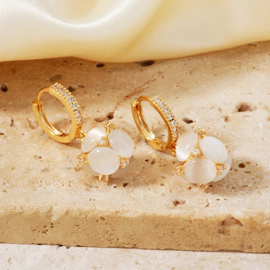 1 Pair Sweet Simple Style Shiny Geometric Heart Shape Inlay Copper Glass Zircon K Gold Plated Drop Earrings