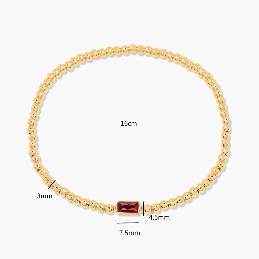 Simple Style Rectangle 201 Stainless Steel 304 Stainless Steel 18K Gold Plated Zircon Beaded Chain Bracelets In Bulk