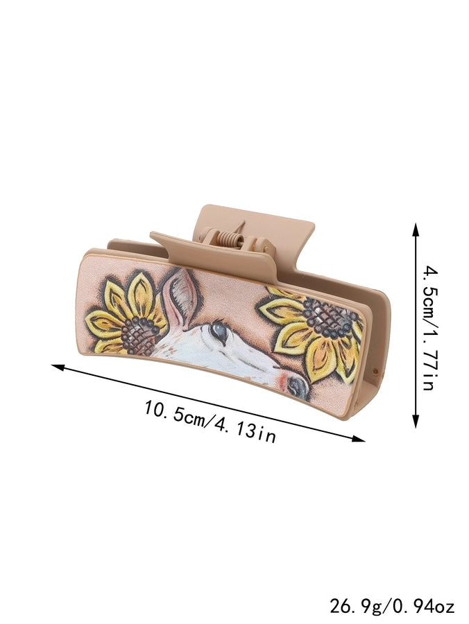 women's vintage style simple style sunflower pu leather hair claws