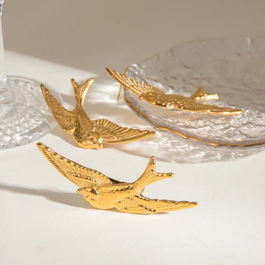 1 Piece 1 Pair Classic Style Swallow 304 Stainless Steel Ear Studs