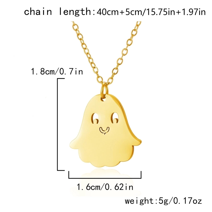Jewelry Funny Pumpkin ghost Spider 201 Stainless Steel Asymmetrical Hollow Out Pendant Necklace