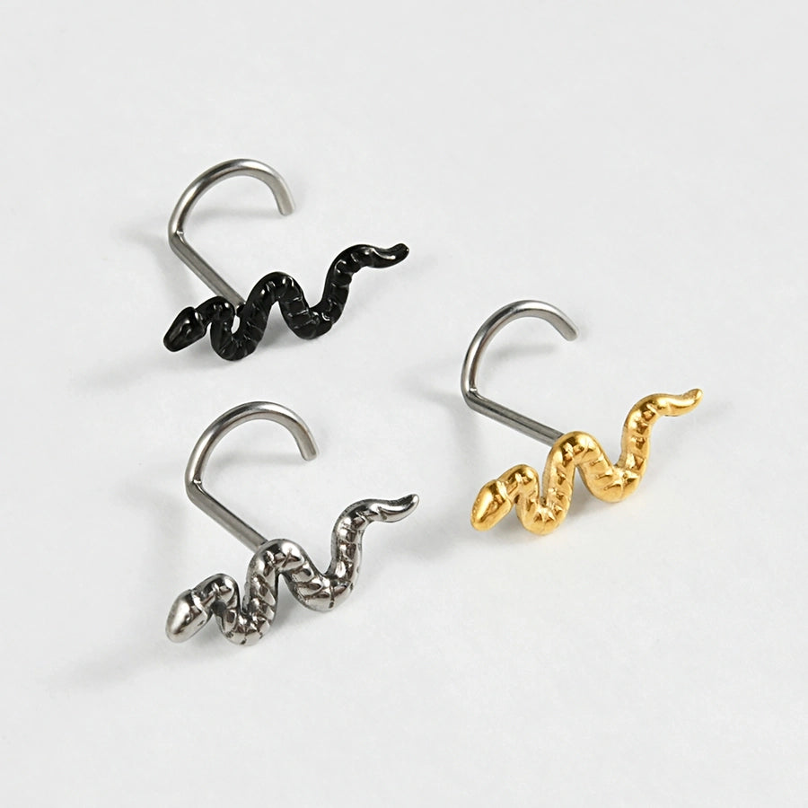 1 Piece Nose Rings & Studs Casual Snake G23 Titanium Alloy 18K Gold Plated Nose Rings & Studs