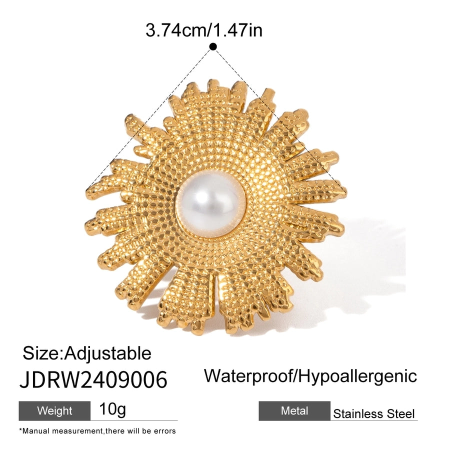 Jewelry Elegant Artistic Flower 304 Stainless Steel Pearl Plating Inlay Rings Earrings