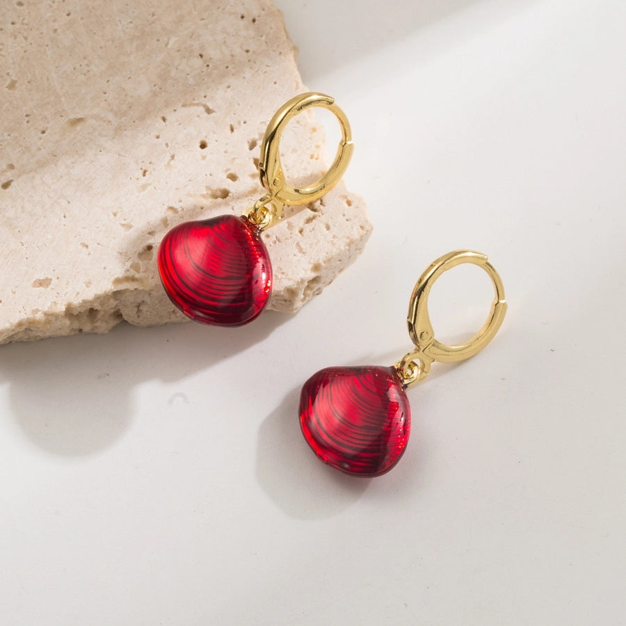 1 Pair Elegant Vacation Starfish Shell Copper 18K Gold Plated Drop Earrings