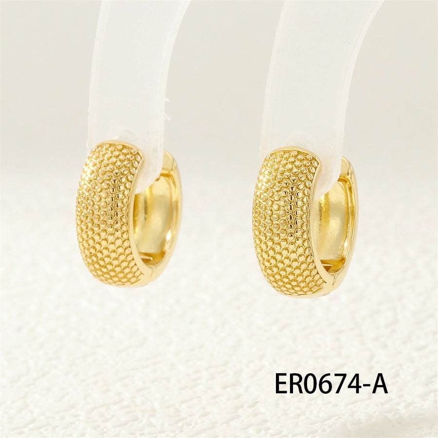 1 Pair IG Style Business Commute Circle Inlay Copper Zircon 18K Gold Plated Earrings