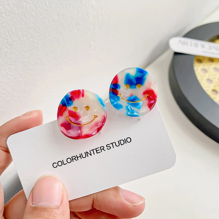 cartoon style Smile face acetic acid sheets printing hair clip