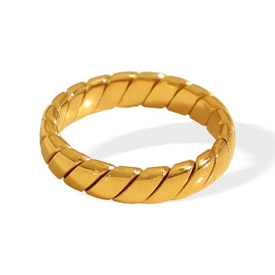 Jewelry Elegant Round 304 Stainless Steel 18K Gold Plated Polishing Plating Rings