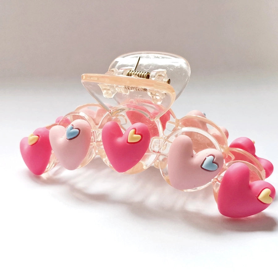 sweet heart shape plastic resin handmade hair claws 1 piece