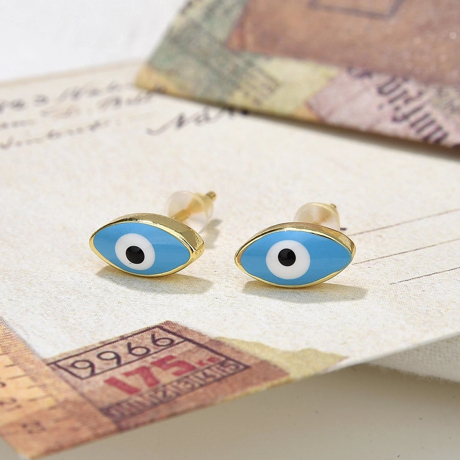 Copper Plating 18K Color-Preserving Glossy Dripping Eyes Oval Earrings Ear Studs