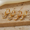 1 Pair Casual Elegant Heart Shape Flower Inlay Copper Zircon K Gold Plated Drop Earrings
