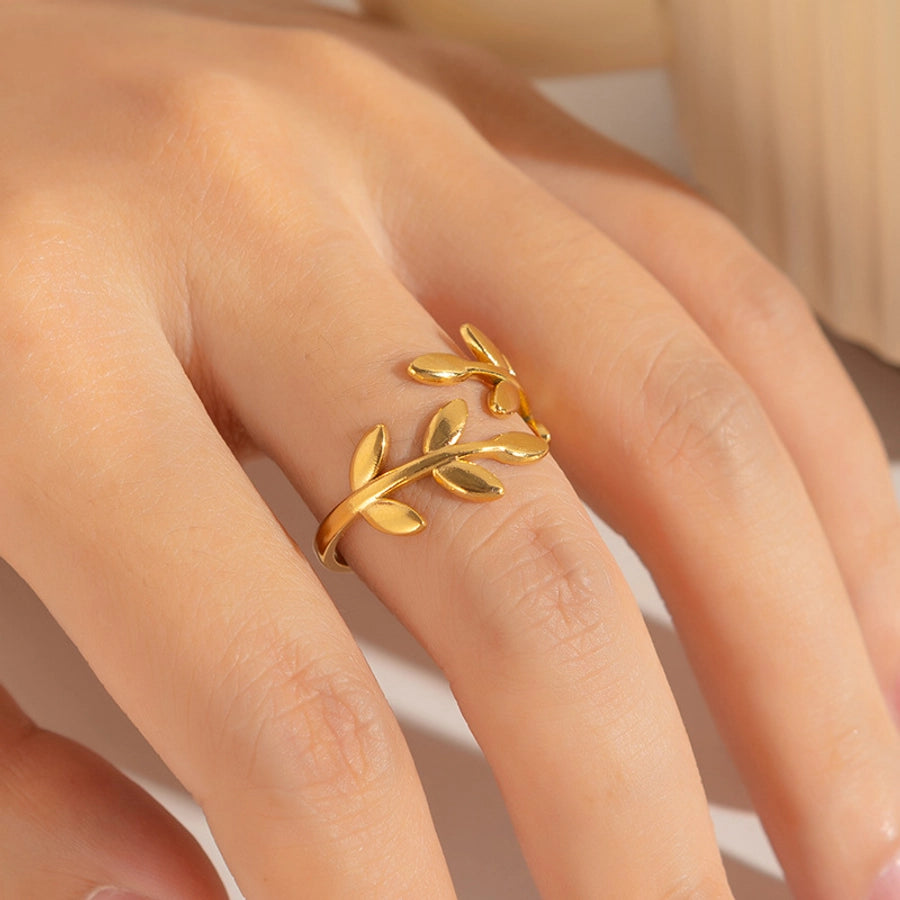 Jewelry Elegant Leaf Heart Shape Titanium Steel Open Rings