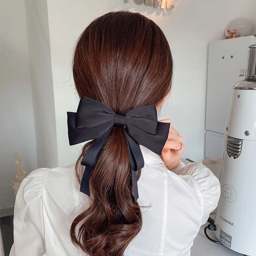 Big bow ribbon hairpin horizontal clip headdress temperament hair accessories high sense back head top clip spring clip