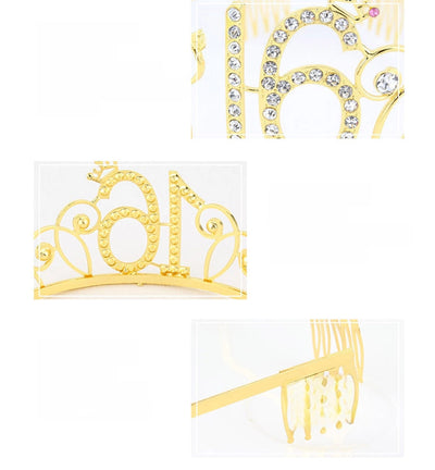 New Birthday Crown  60 Digital Birthday Headband Bridal Banquet Rhinestone Hair Accessories Alloy Headband Women