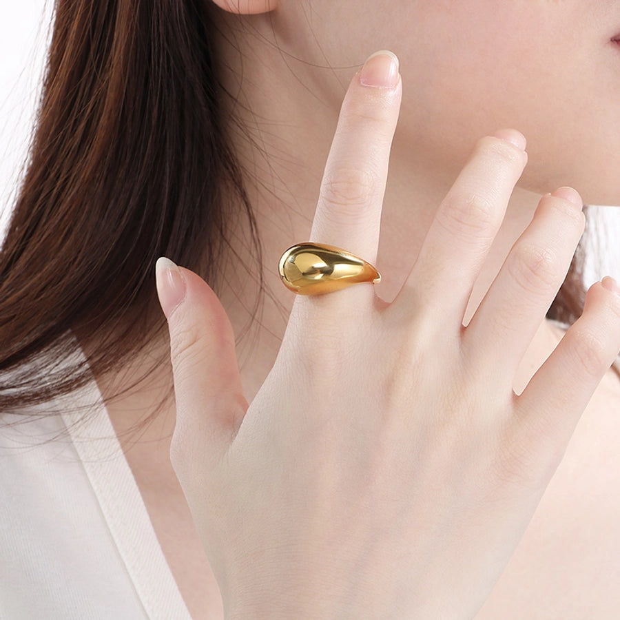 Jewelry Vintage Style Water Droplets 304 Stainless Steel 18K Gold Plated Open Rings