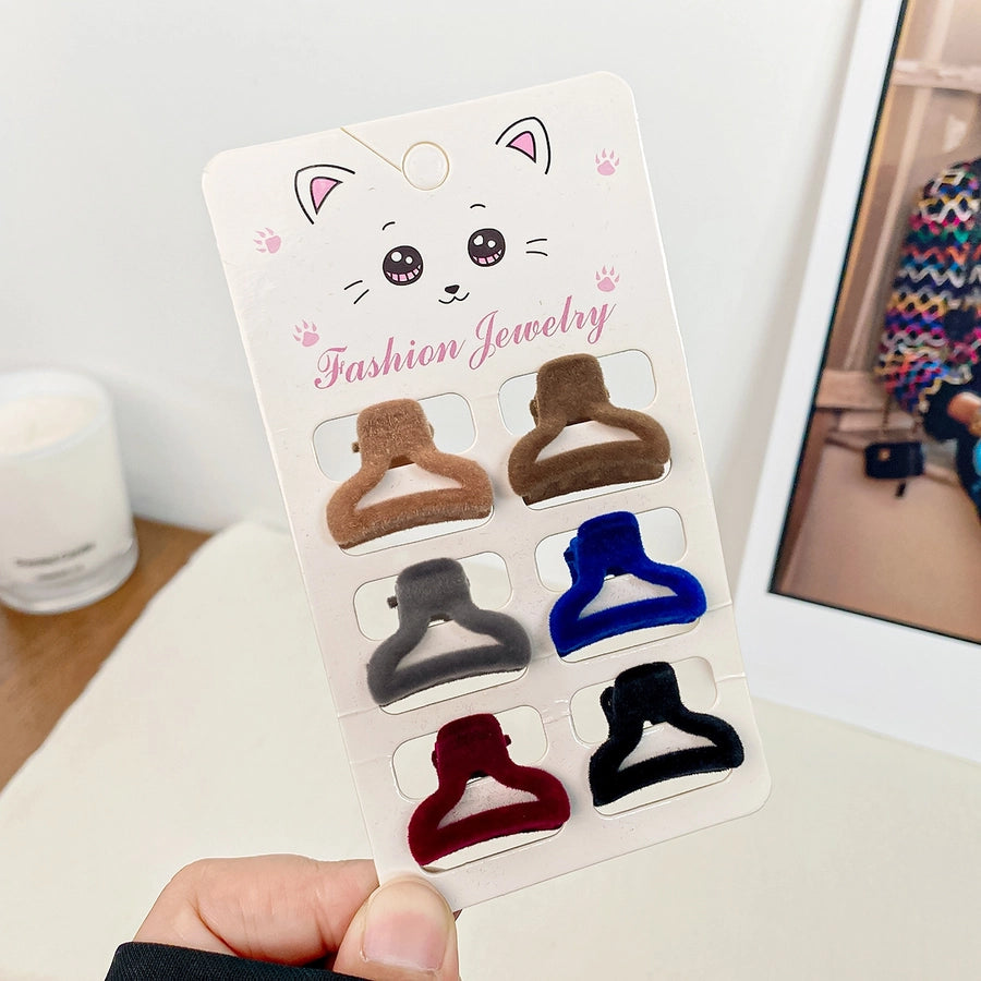 simple style solid color flocking hair claws