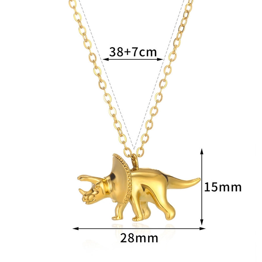 Jewelry Cute Hip-Hop Dinosaur Titanium Steel Plating Pendant Necklace