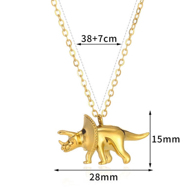 Jewelry Cute Hip-Hop Dinosaur Titanium Steel Plating Pendant Necklace