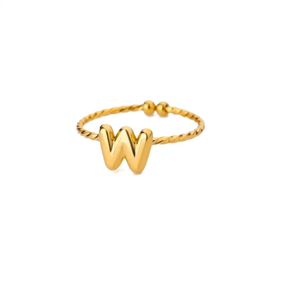 Jewelry Casual Simple Style Streetwear Letter 304 Stainless Steel 18K Gold Plated Open Rings