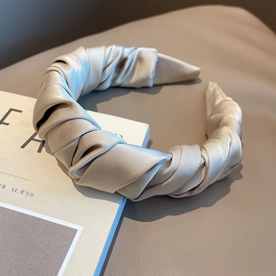 simple style solid color cloth pleated hair band