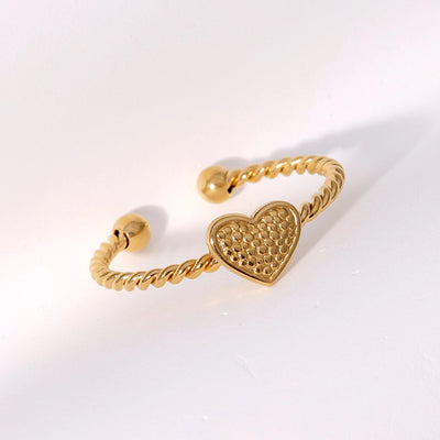 Jewelry Sweet Simple Style IG Style Heart Shape 304 Stainless Steel 18K Gold Plated Stainless Steel Rings