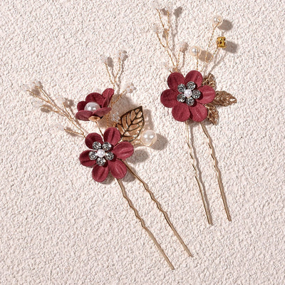 sweet flower alloy cloth hairpin