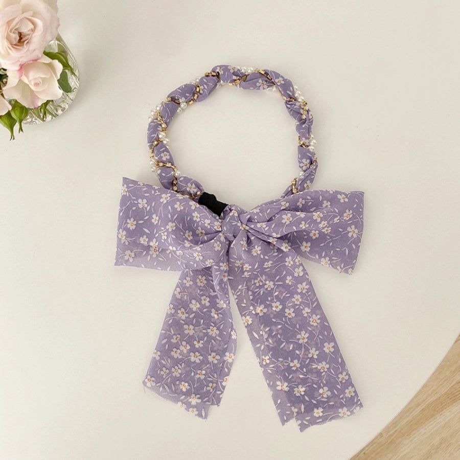 fairy style basic modern style ditsy floral bow knot synthetic yarn hair band