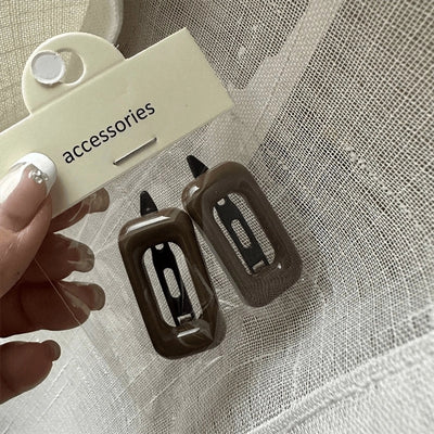 Personalized Girl Color Plastic Hairpin Advanced Design Sense Side Clip Hairpin a Pair of Hairclips Square Bang Clip Frog Buckle Bar Shaped Hair Clip Hairpin