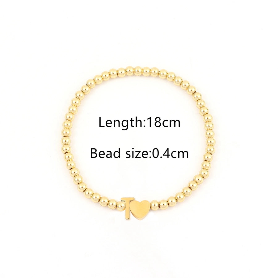 304 Stainless Steel Copper Letter Heart Shape Bracelets