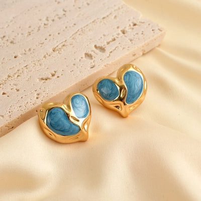 1 Pair Princess Romantic Heart Shape 304 Stainless Steel Ear Studs