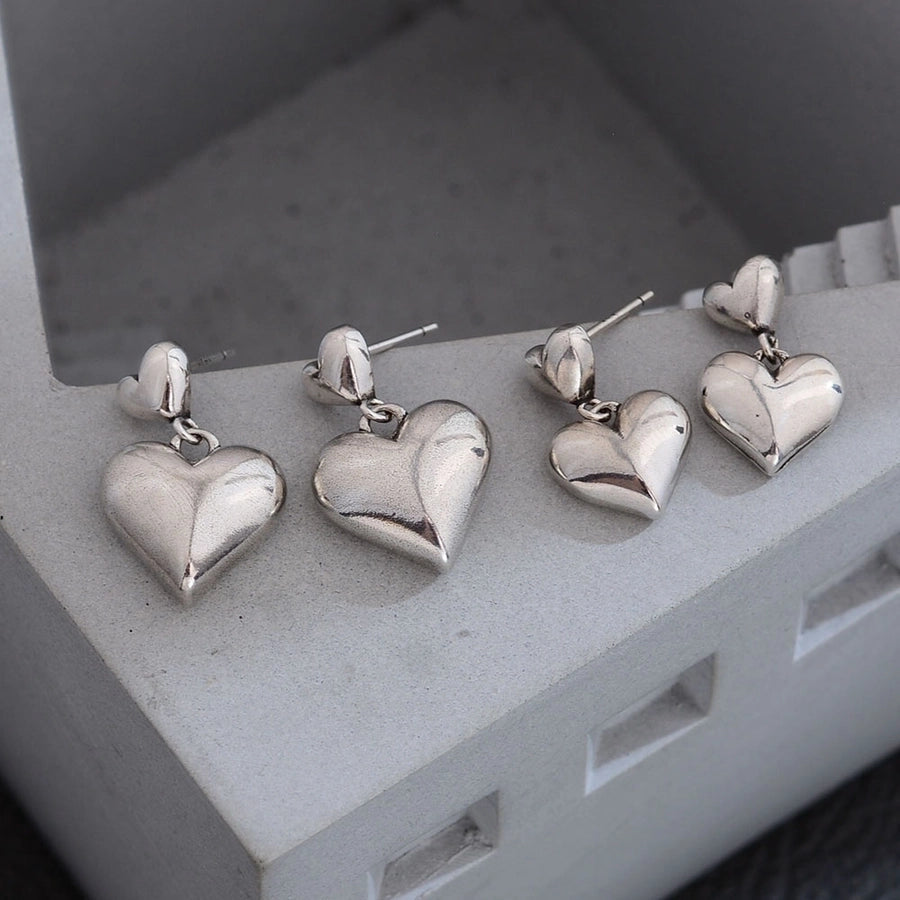 1 Pair Simple Style Heart Shape Copper Drop Earrings