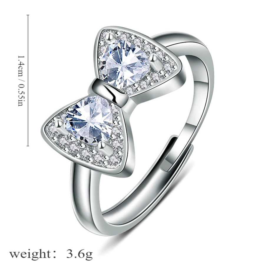 Jewelry Modern Style Sweet Bow Knot Copper Rhinestones Open Rings