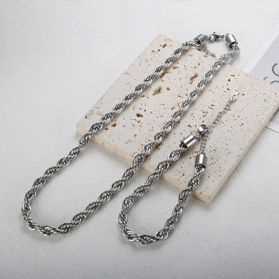 Jewelry Streetwear Twist 304 Stainless Steel Plating Bracelets Necklace