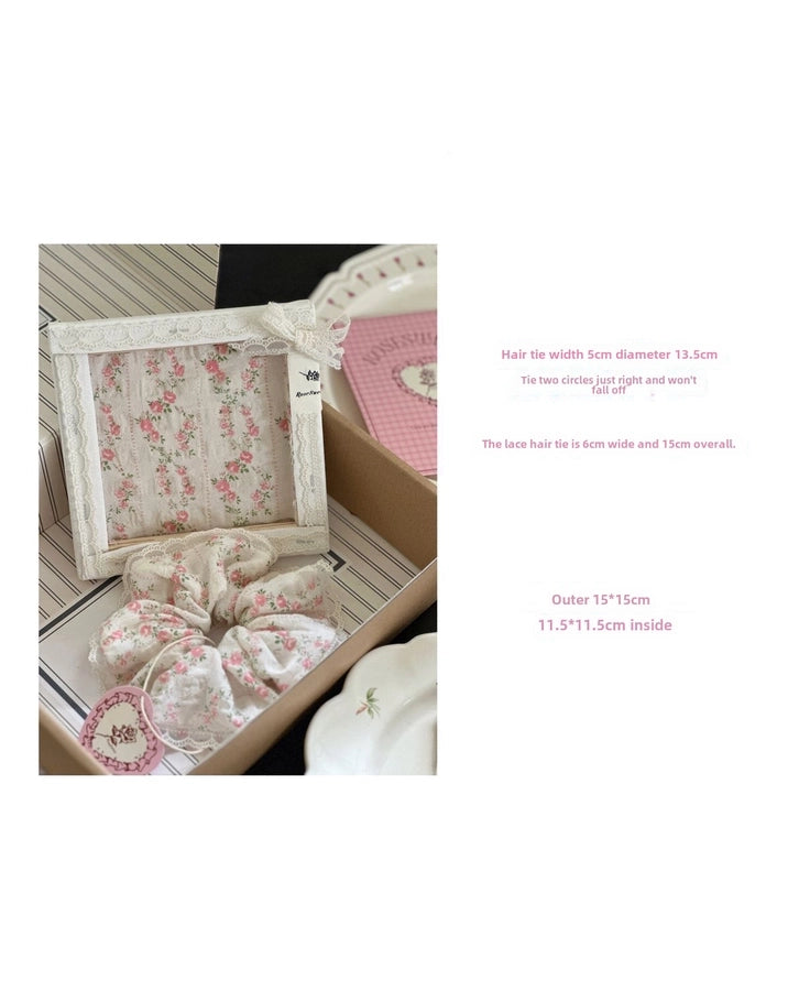 Small sweet summer garden Korean  floral lace hair band French super fairy Western style large intestine ring hair accessories