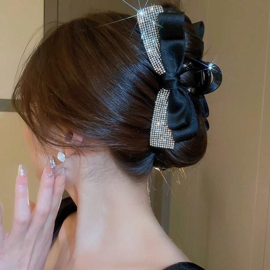 Women's Simple Style Classic Style Bow Knot Arylic Inlay Zircon Hair Claws