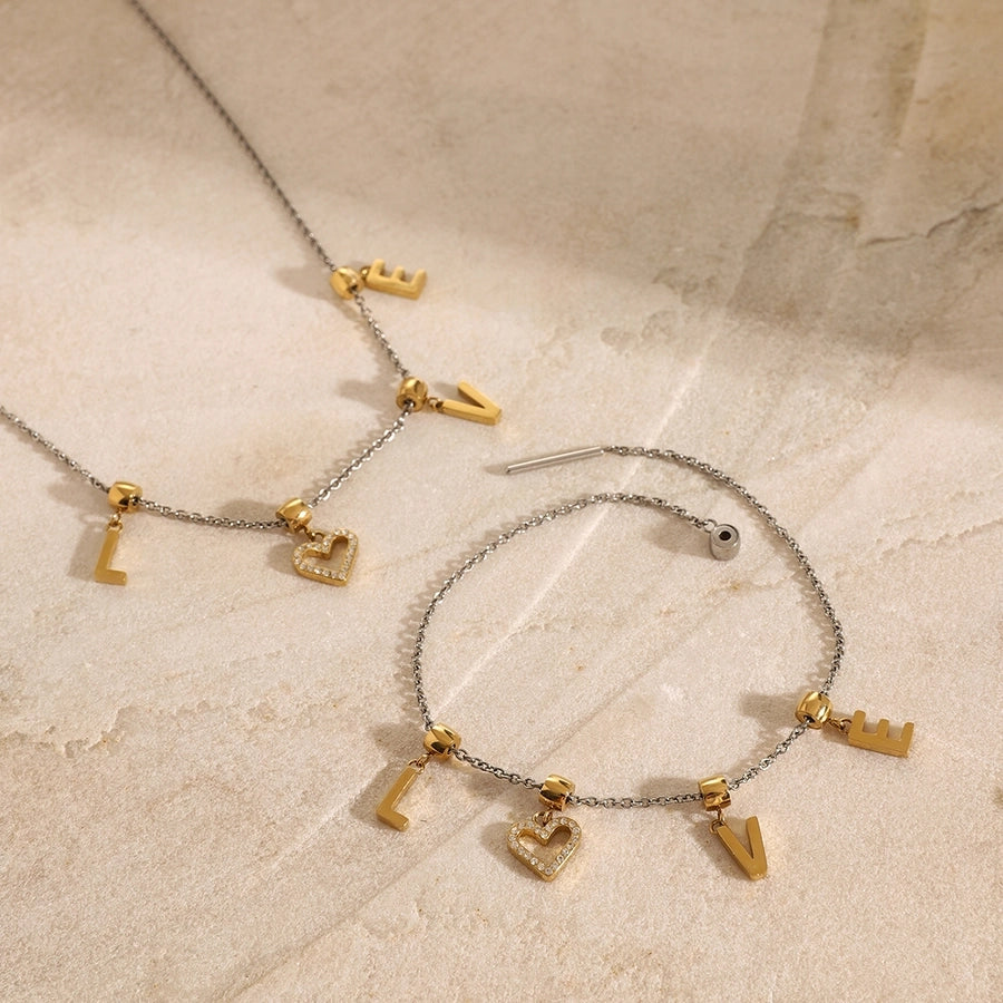 Princess Wedding Artistic Letter 304 Stainless Steel Artificial Rhinestones Bracelets In Bulk