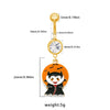 1 Piece Belly Rings Rock Punk Pumpkin Bat Skull 316 Stainless Steel  Alloy Epoxy Inlay Rhinestones Zircon Gold Plated
