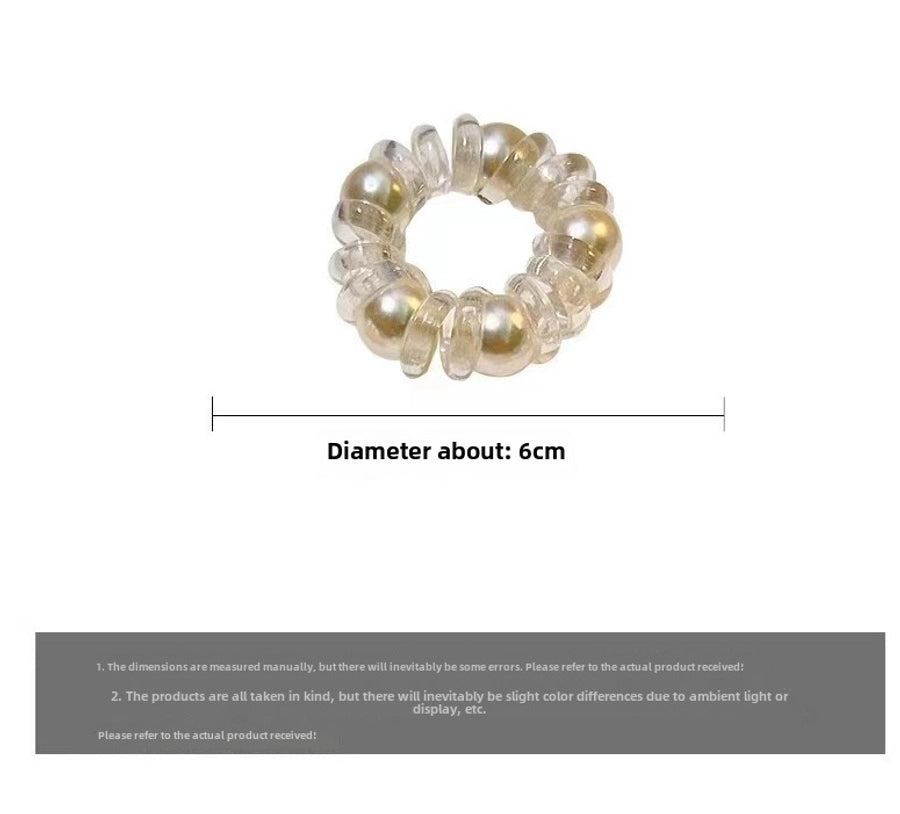 Pearl transparent telephone line hair band women's high-grade hair tie rope does not hurt hair rubber band Simple temperament headdress