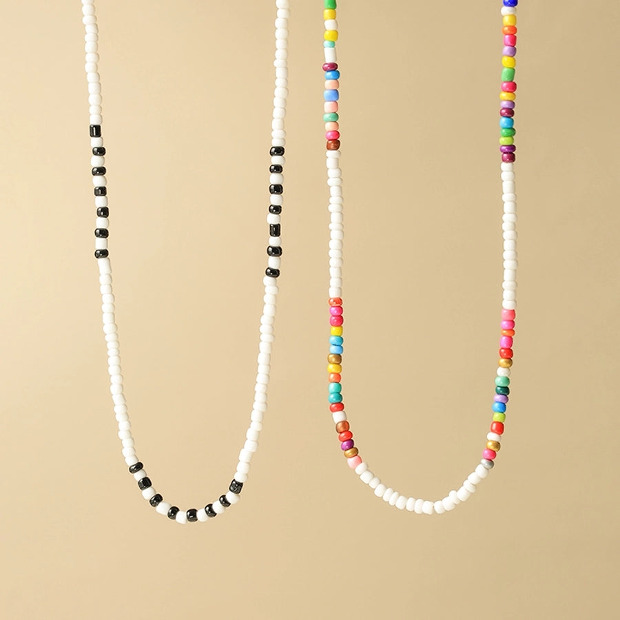 Jewelry Sweet Simple Style Commute Round 304 Stainless Steel 14K Gold Plated Beaded Plating Necklace