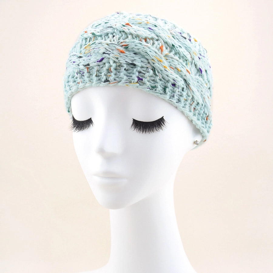 plus velvet knitted hair band wool color dot yarn headband variegated warm hair accessories autumn and winter twist ear protection headband