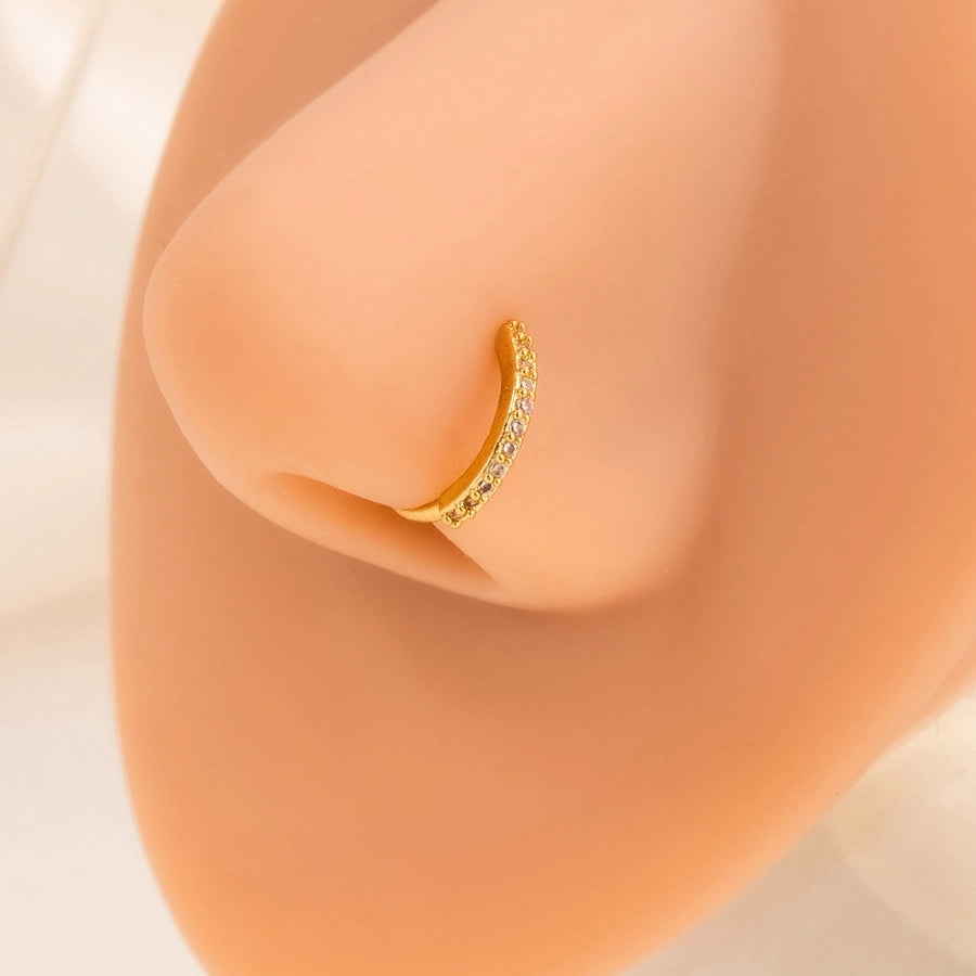 1 Piece Nose Rings & Studs Simple Style Geometric Heart Shape Alloy Plating Inlay Rhinestones Nose Rings & Studs