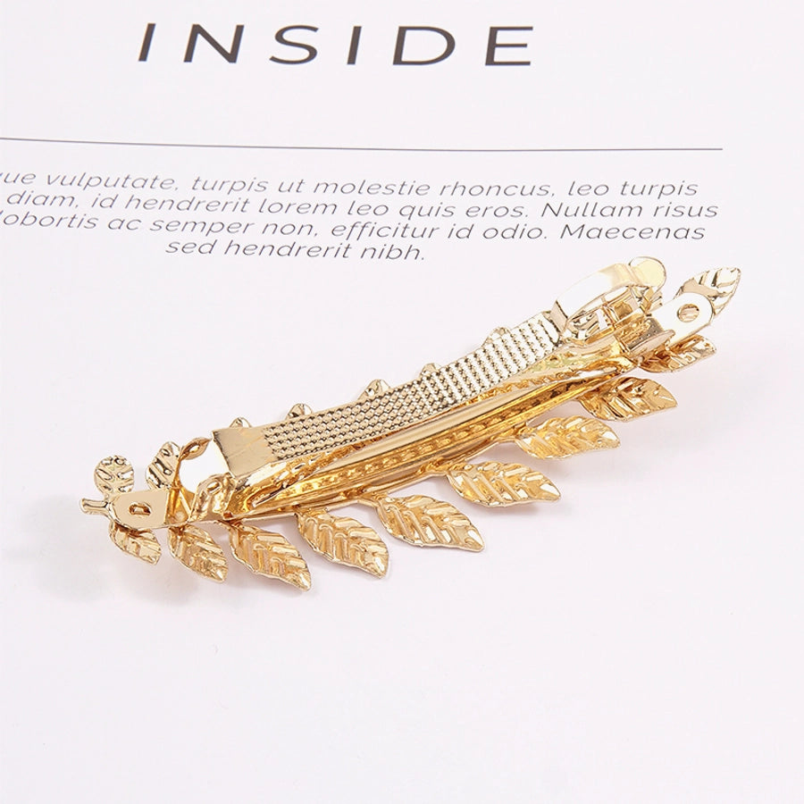 women's lady simple style leaves metal hair clip
