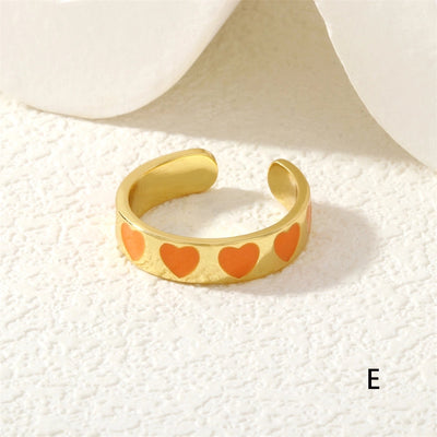 Jewelry Cute Pentagram Copper Enamel Open Rings