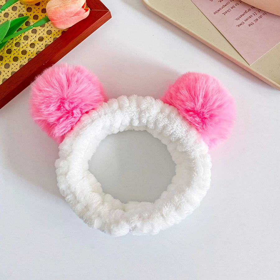 cute geometric flannel pom poms hair band
