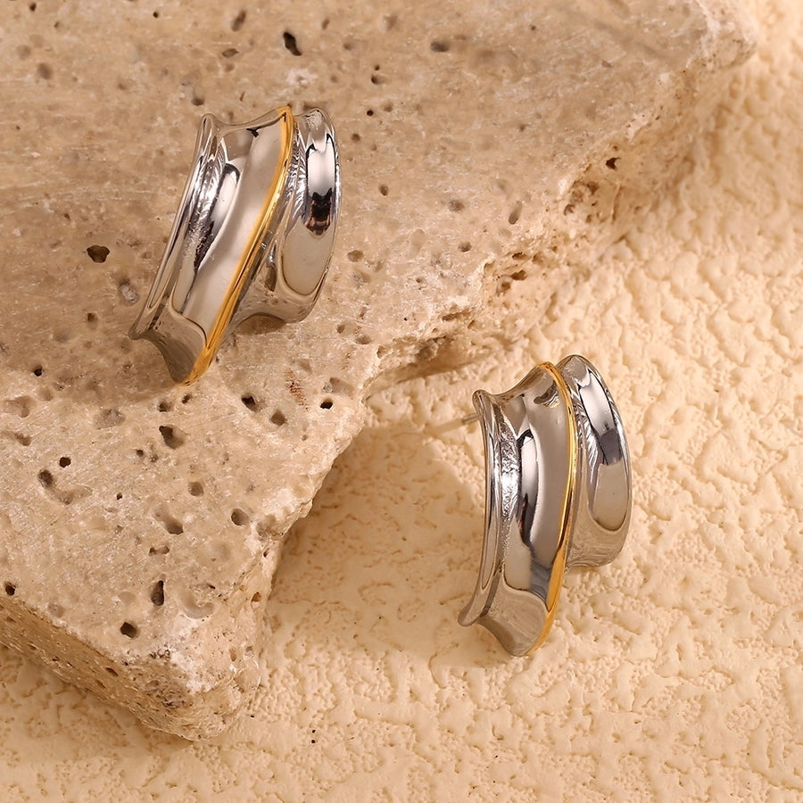 1 Pair Simple Style Geometric Mixed Metal 304 Stainless Steel 18K Gold Plated Ear Studs