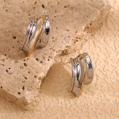 1 Pair Simple Style Geometric Mixed Metal 304 Stainless Steel 18K Gold Plated Ear Studs