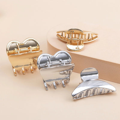 women's simple style solid color metal plating hair claws