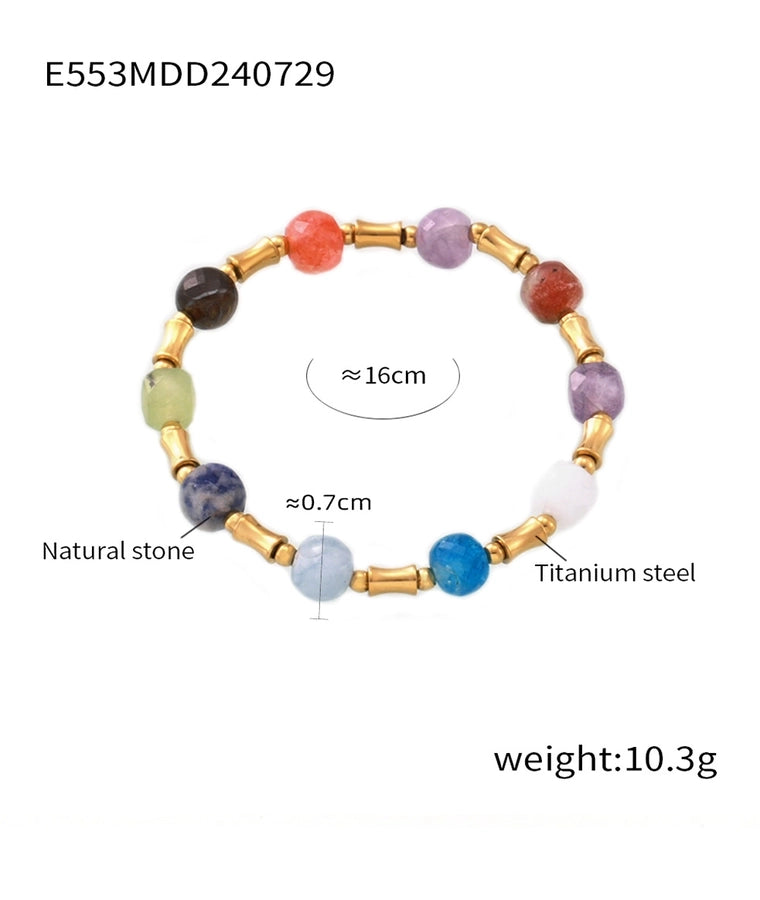 Casual Elegant Modern Style Geometric Agate Titanium Steel 18K Gold Plated Bracelets In Bulk