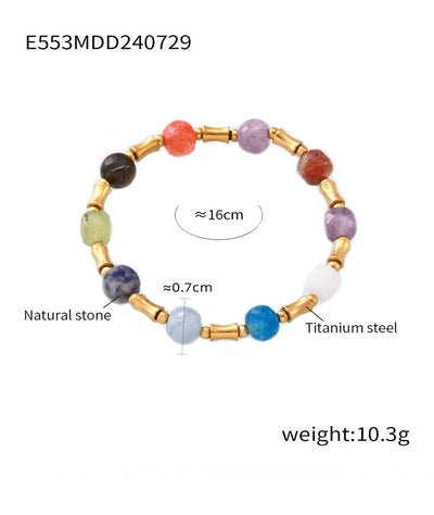 Casual Elegant Modern Style Geometric Agate Titanium Steel 18K Gold Plated Bracelets In Bulk